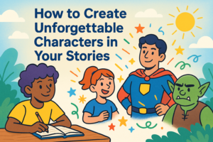 Creative writing characters concept illustration