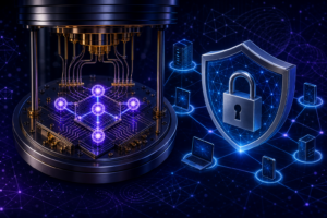 Quantum processor protecting a digital network with cryptographic symbols