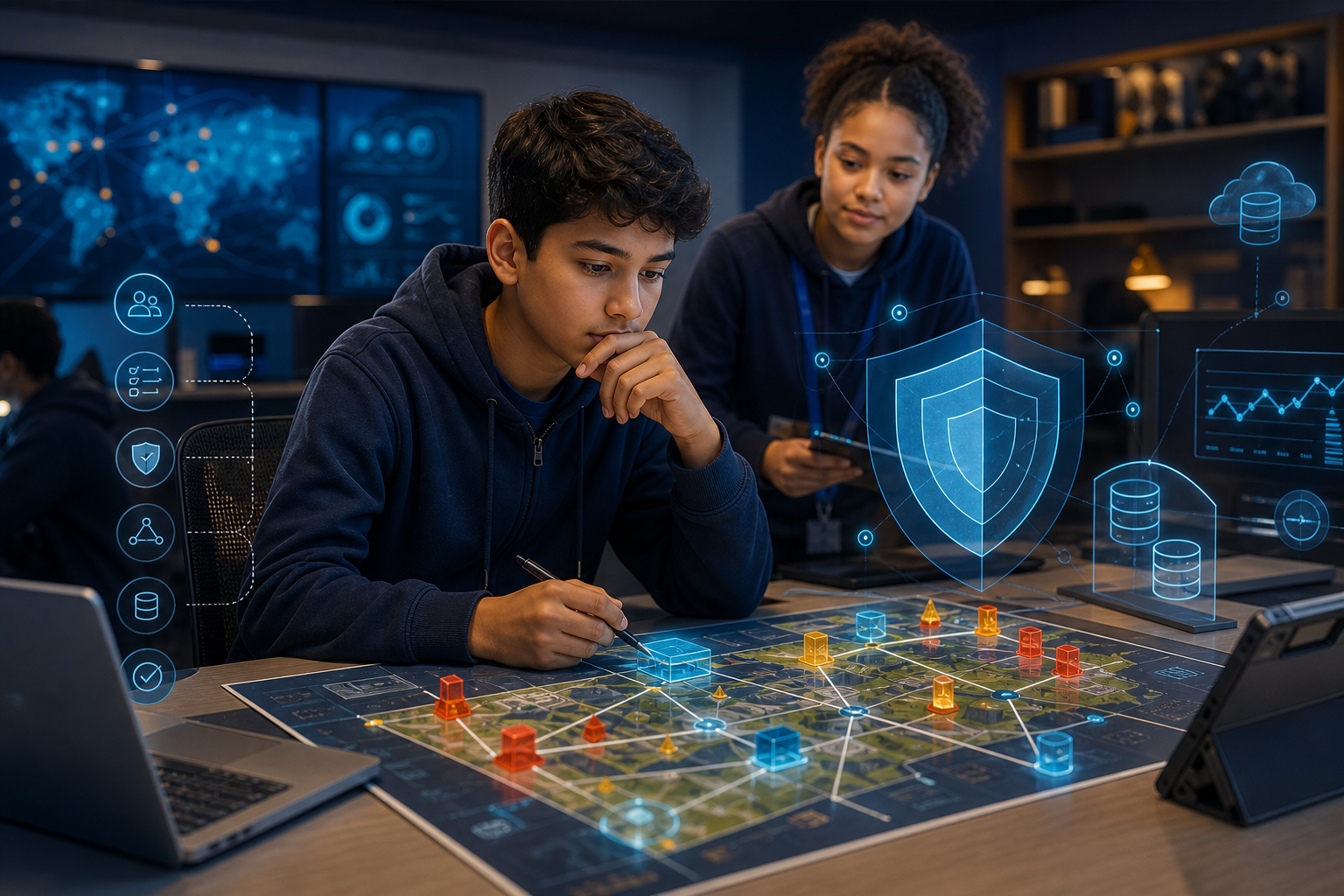 Teen learner bringing cyber security controls together as a cyber defender