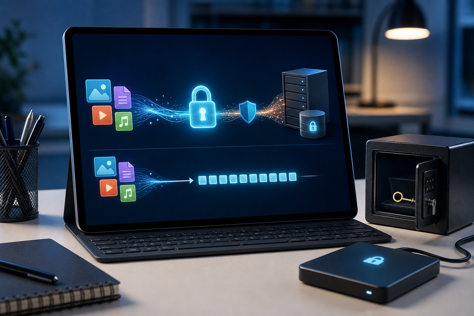 Learner studying encryption, hashing and the protection of digital data