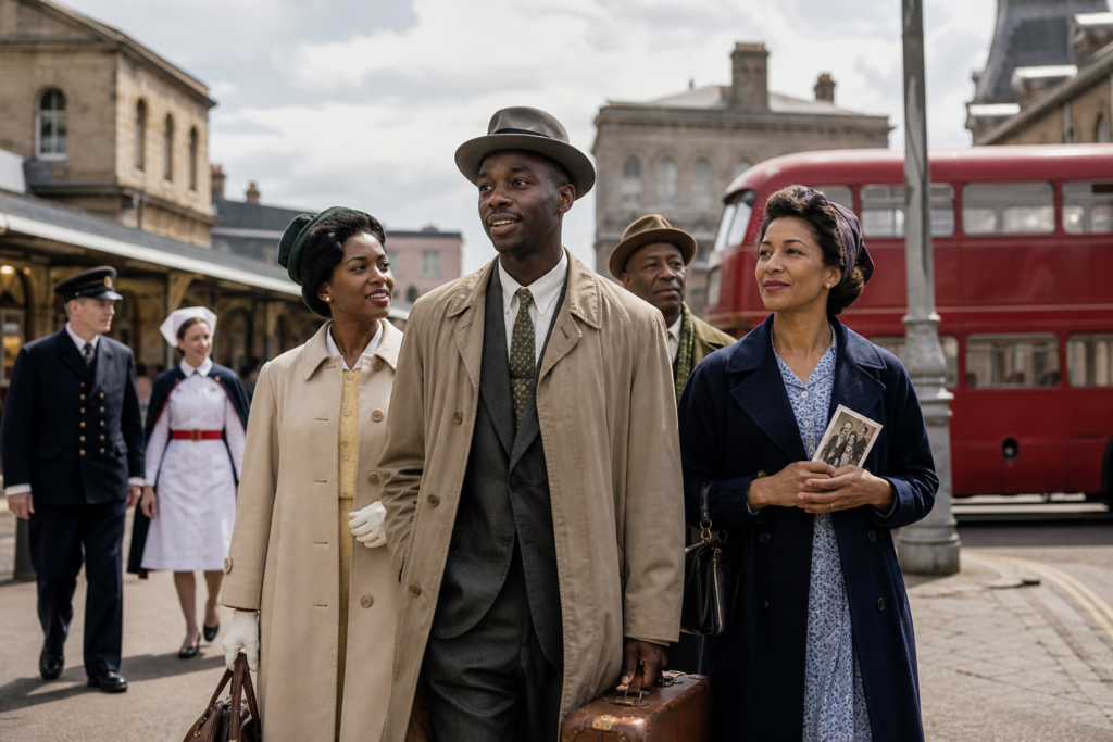 Caribbean migrants arriving in post-war Britain during the Windrush generation